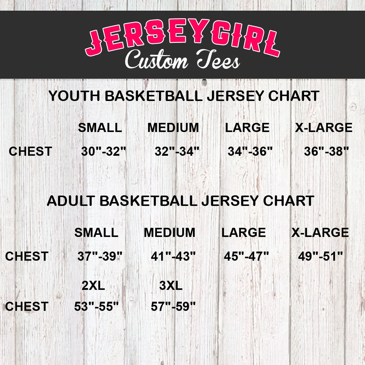 basketball jersey size chart