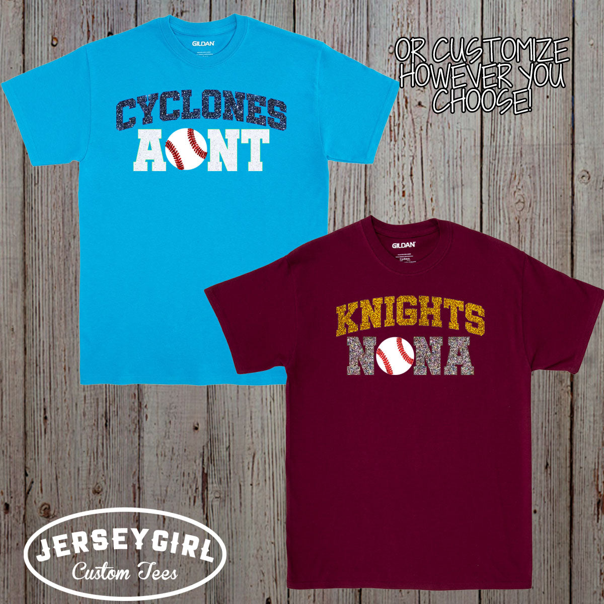glitter baseball mom shirt with team name