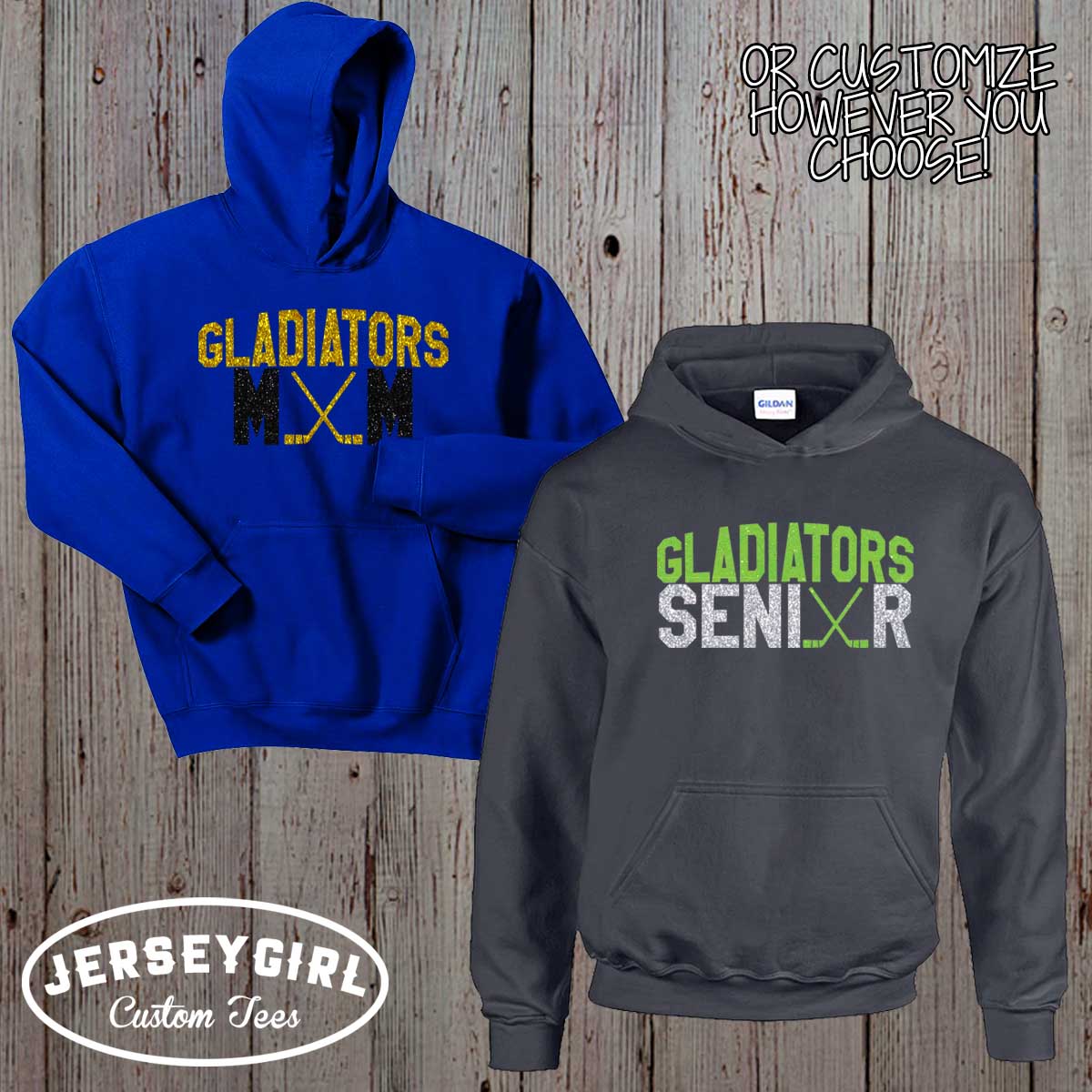 custom glitter hockey sweatshirt