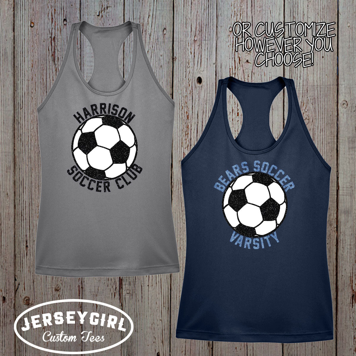 custom glitter soccer tank top