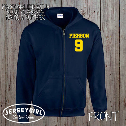 custom soccer zip-up hoodie
