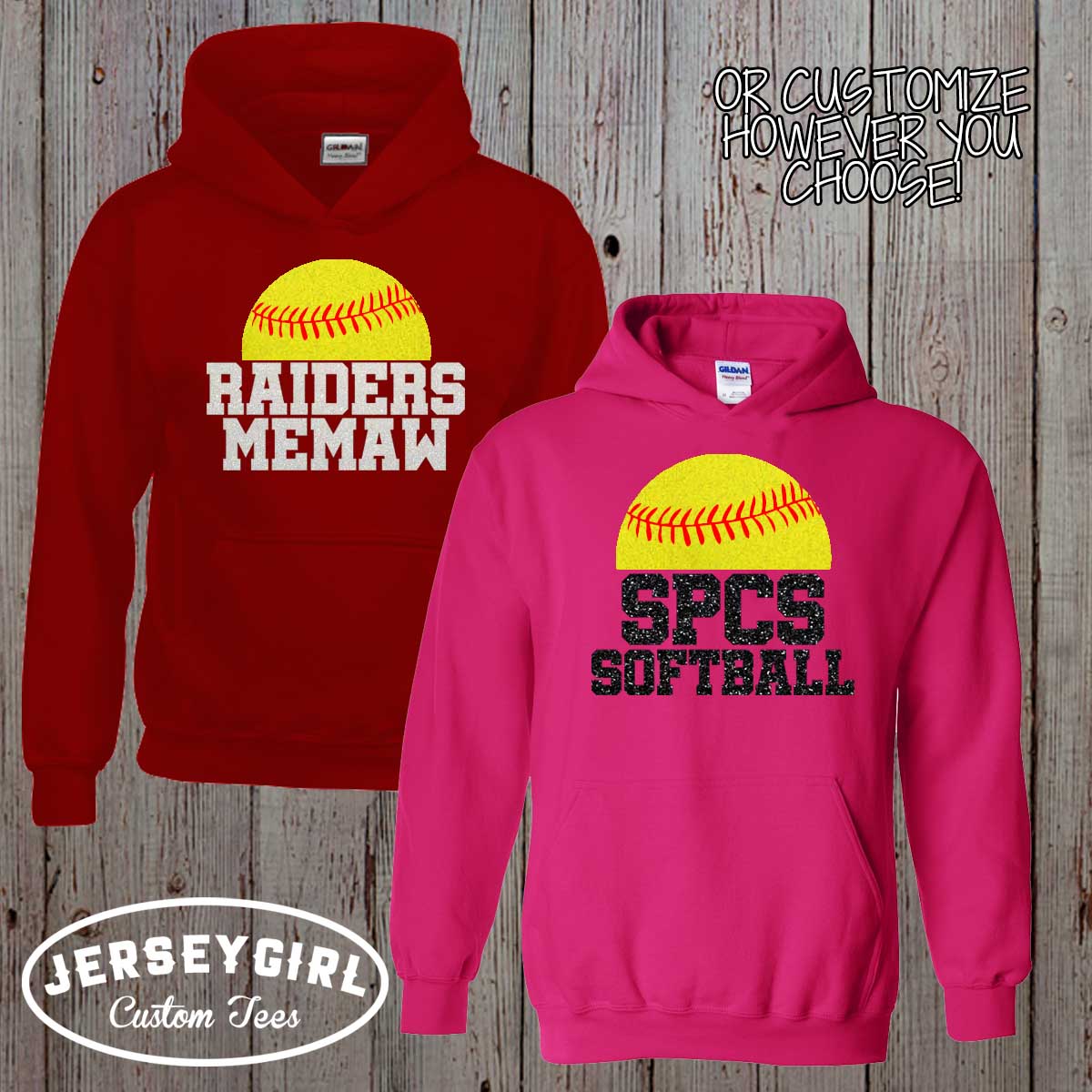 glitter softball mom hoodie