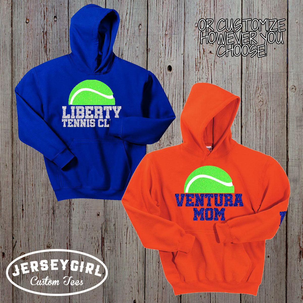 custom glitter tennis sweatshirt