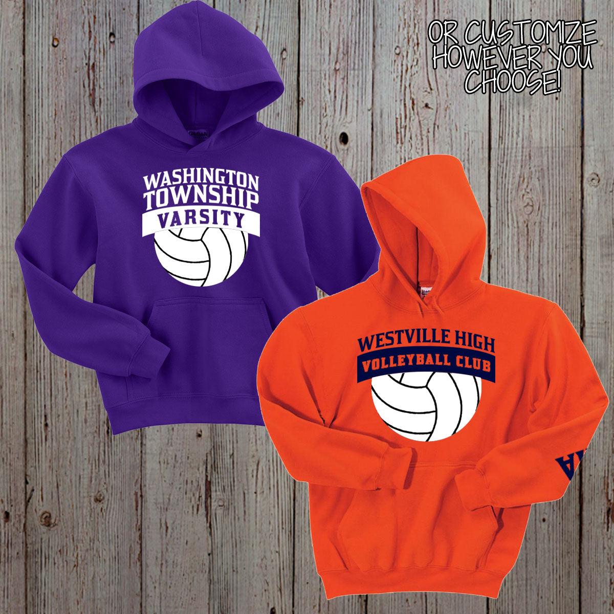 custom volleyball team hoodie with name & number