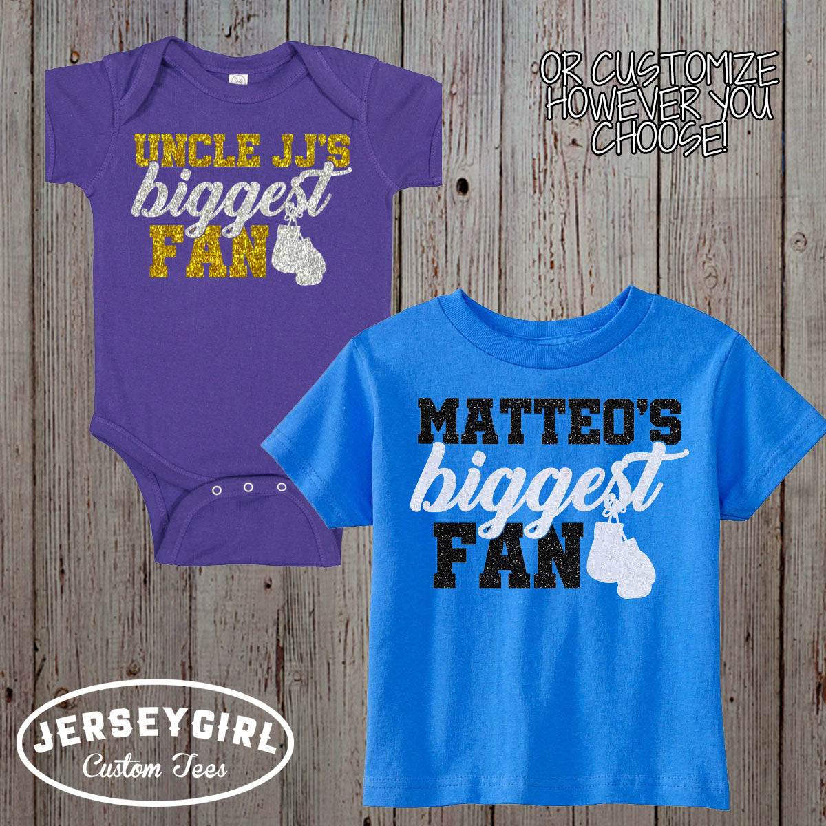 glitter daddy's biggest fan boxing bodysuit