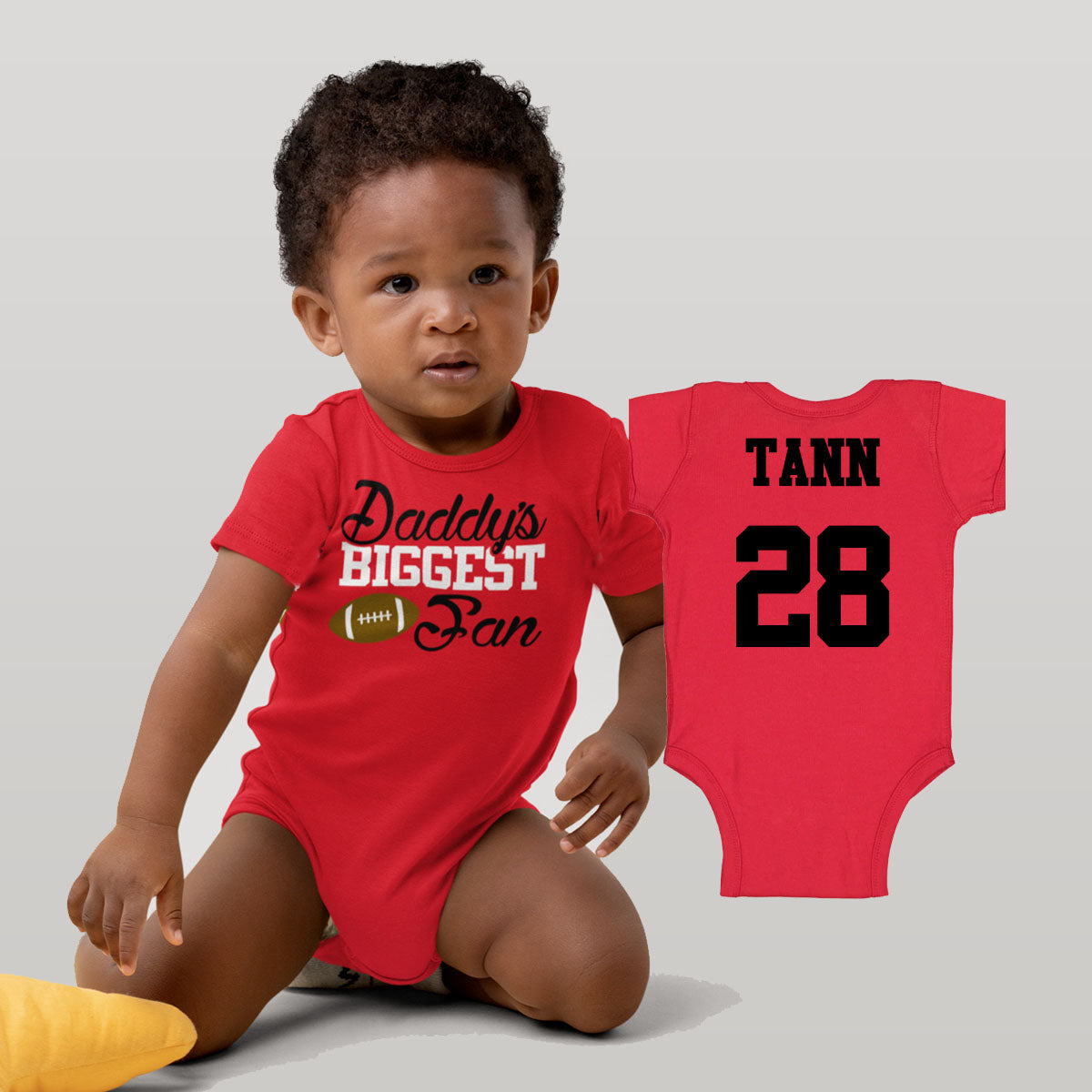 Custom Daddy's Biggest Fan Football Bodysuit / Toddler Shirt Jersey(02)