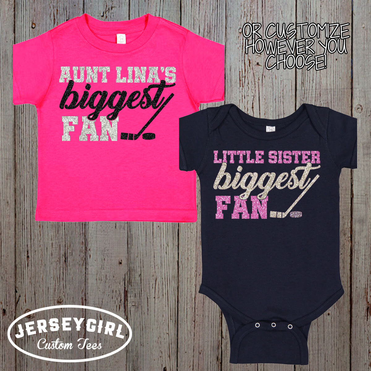 glitter Daddy's Biggest Fan hockey bodysuit / shirt
