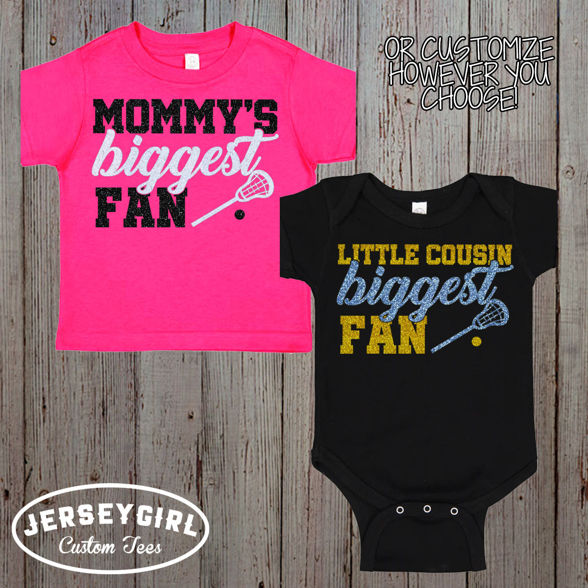 glitter daddy's biggest fan lacrosse bodysuit / shirt
