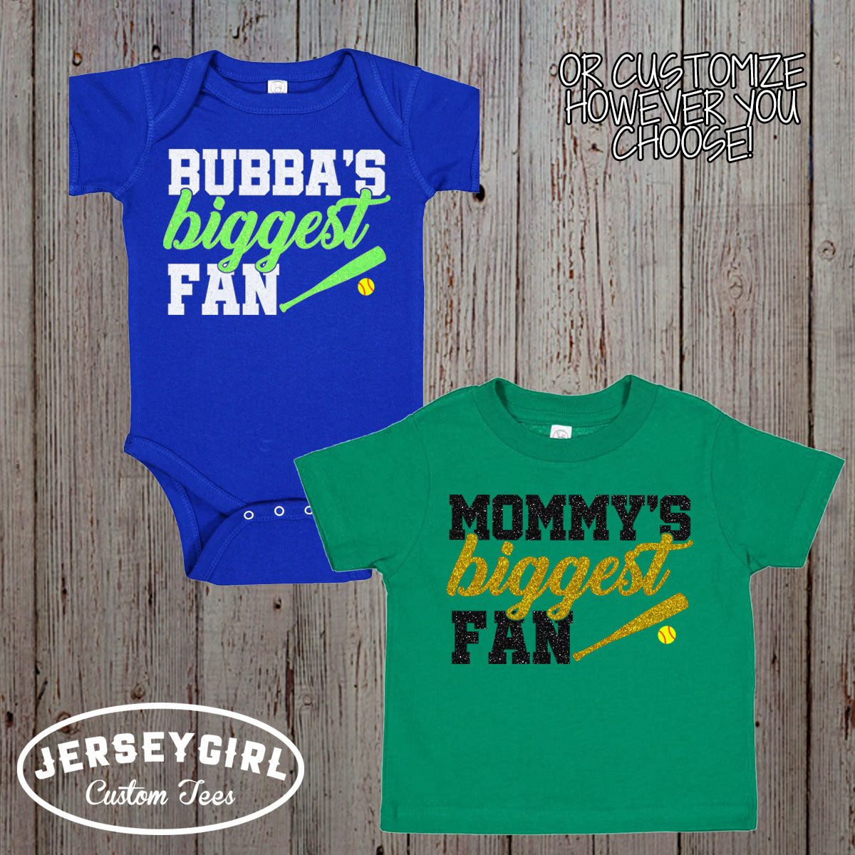glitter Daddy's Biggest Fan softball bodysuit / shirt