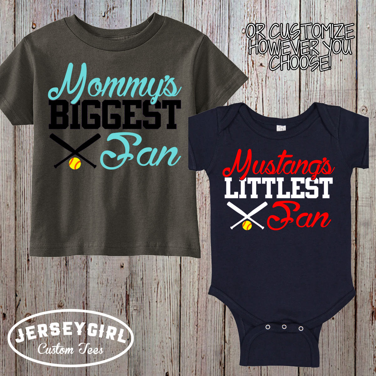 custom Daddy's Biggest Fan softball bodysuit / toddler shirt
