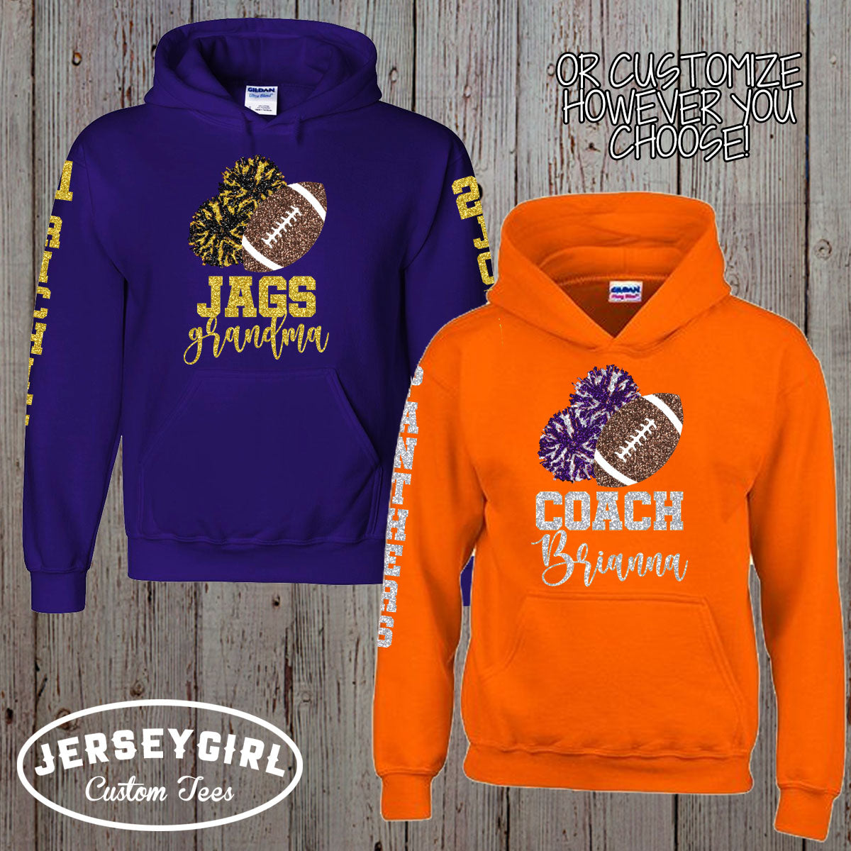 custom football and cheer mom hoodie