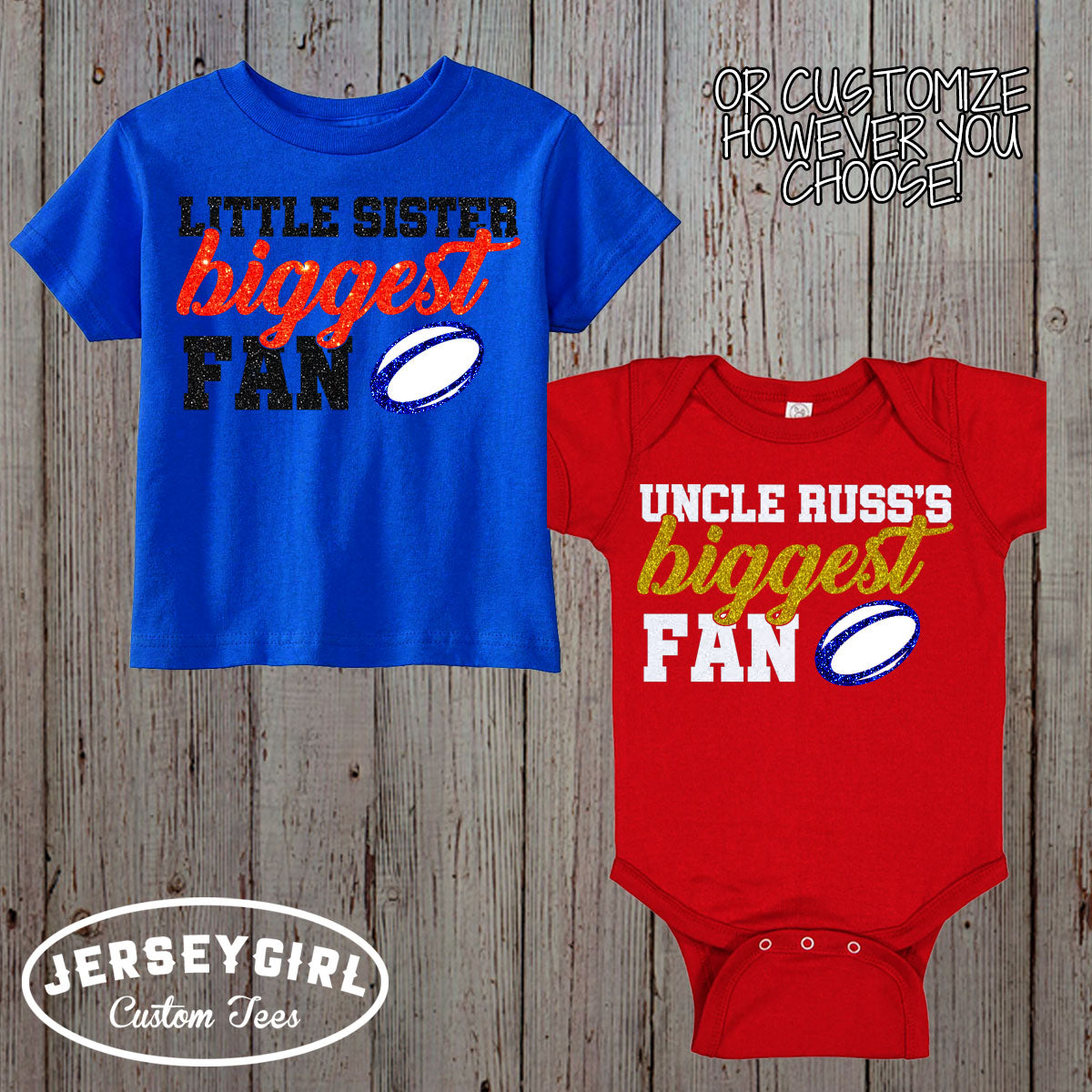 Glitter Daddy's Biggest Fan rugby bodysuit / shirt