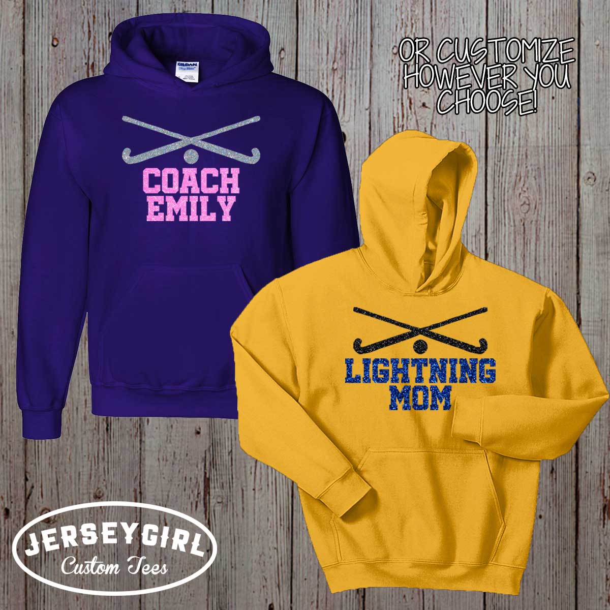 custom glitter field hockey sweatshirt