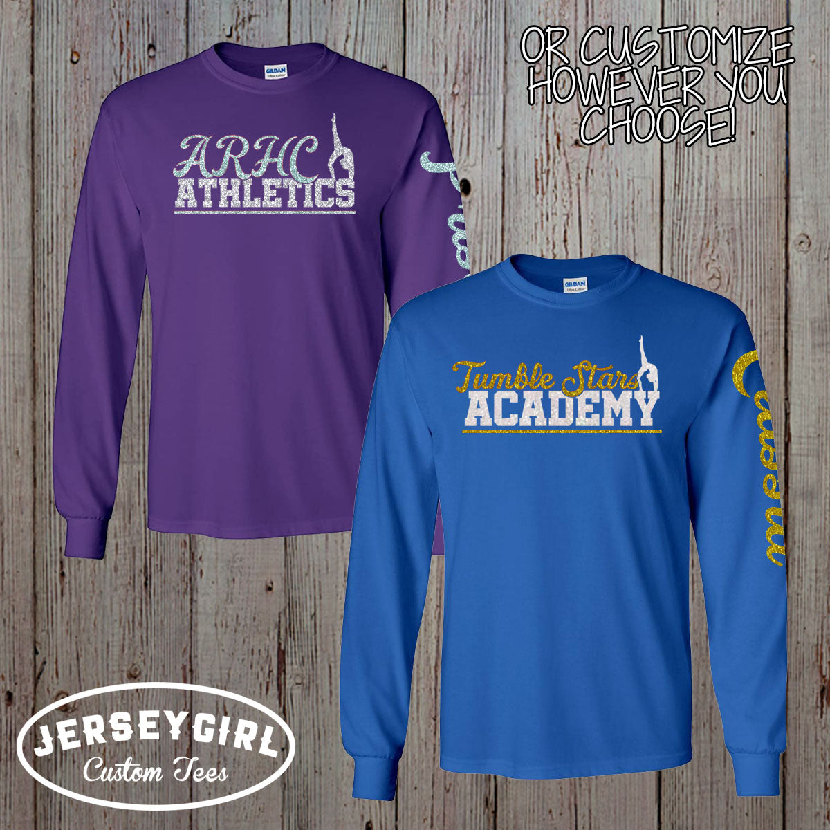 glitter long-sleeved gymnastics shirt