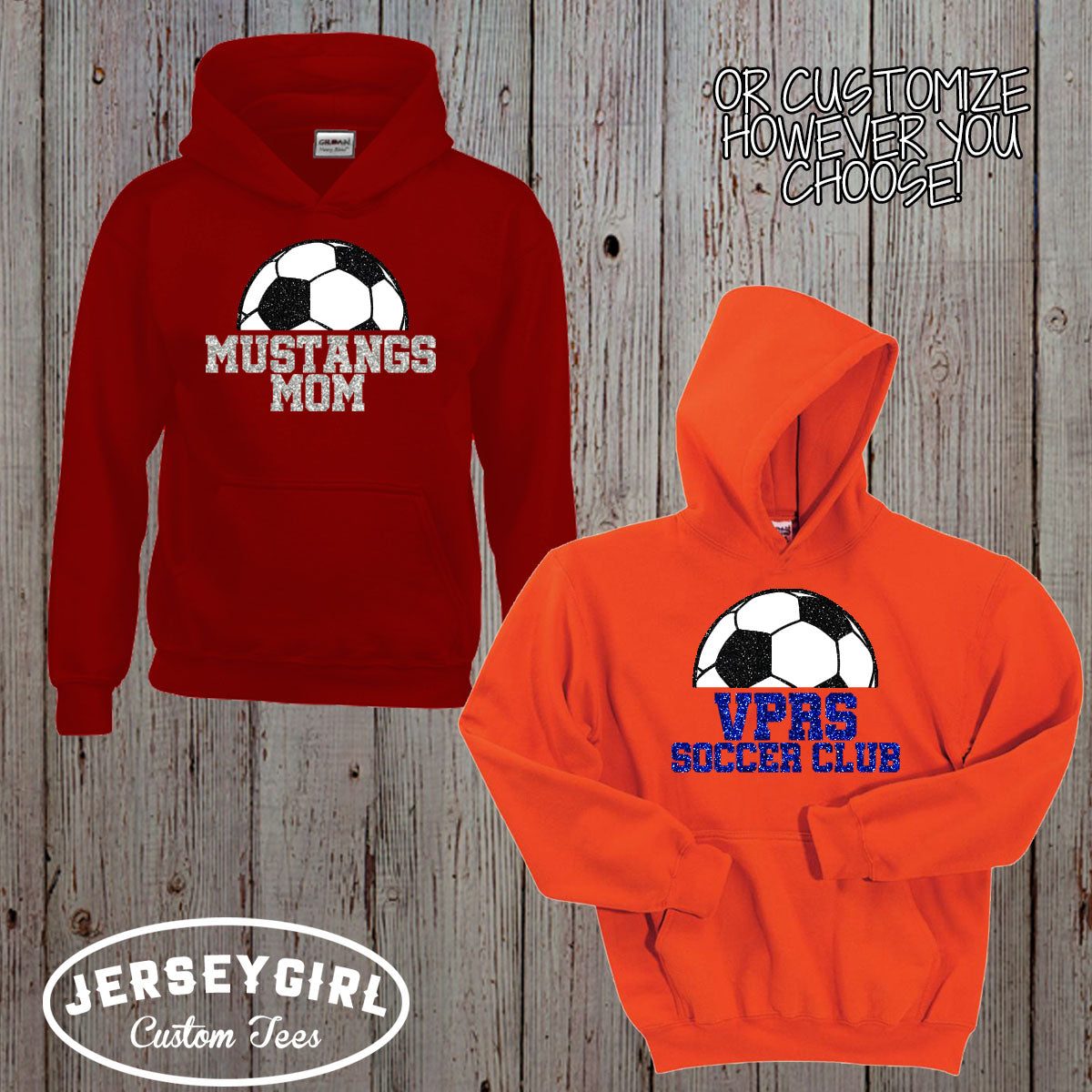 custom glitter soccer hoodie