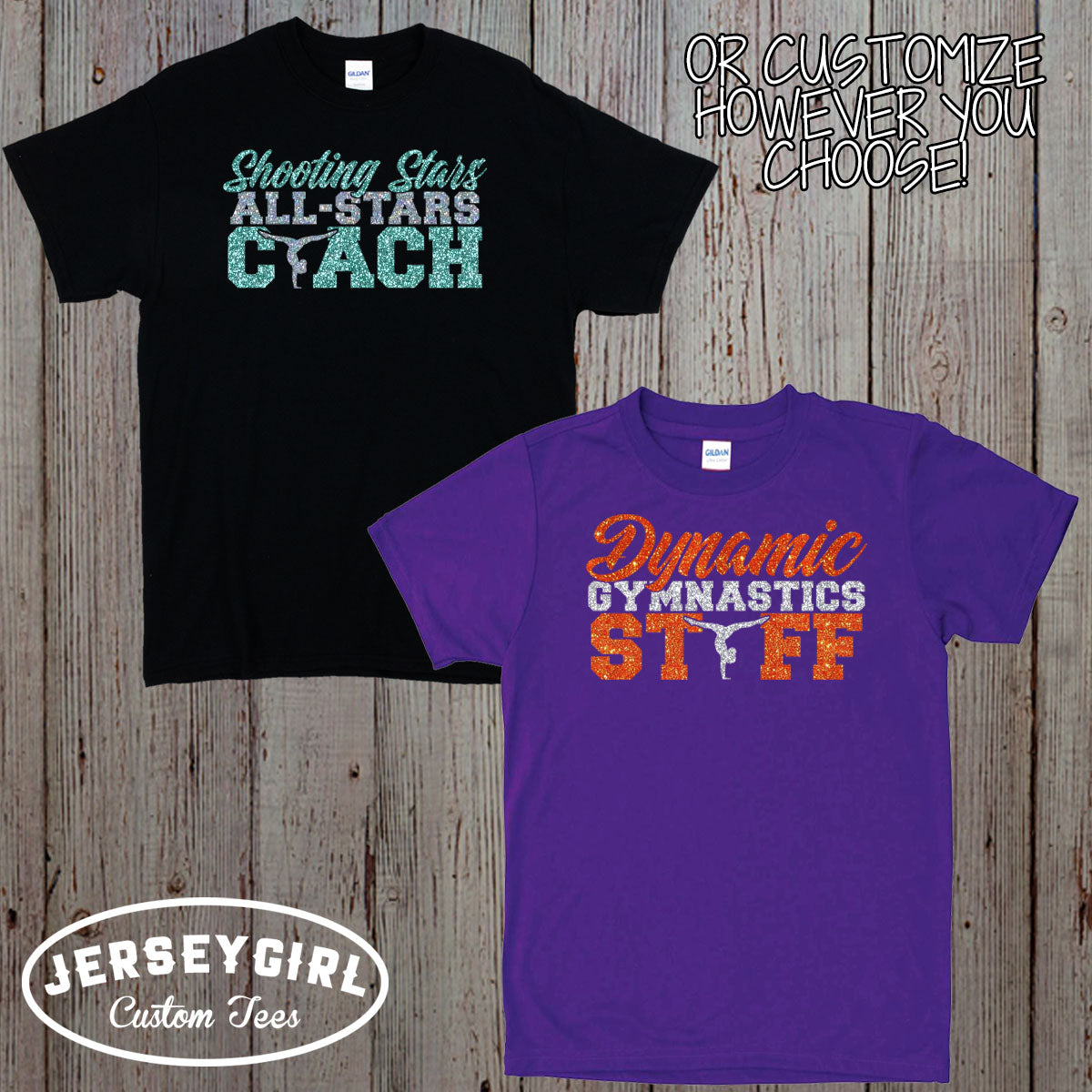 custom glitter gymnastics coach shirt