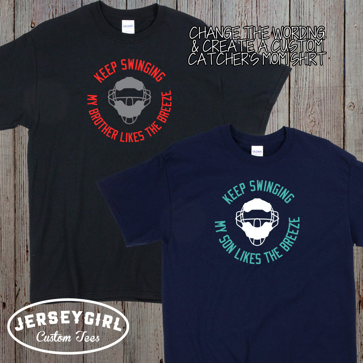 Keep Swinging I Like the Breeze baseball catcher shirt