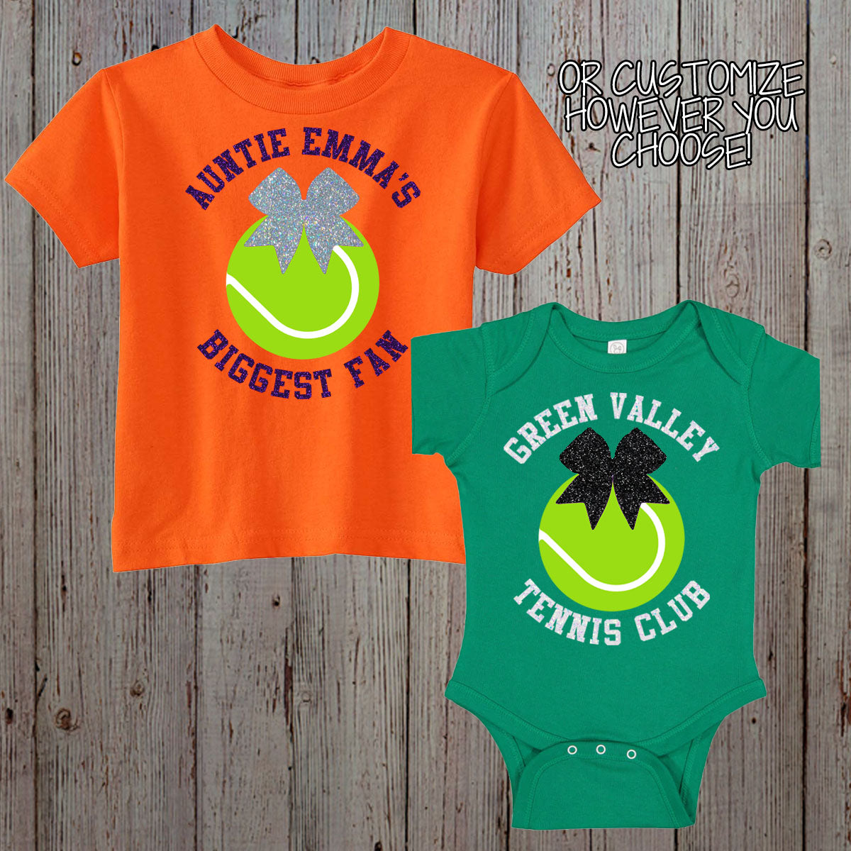 Little Sister Biggest Fan tennis baby bodysuit or toddler shirt