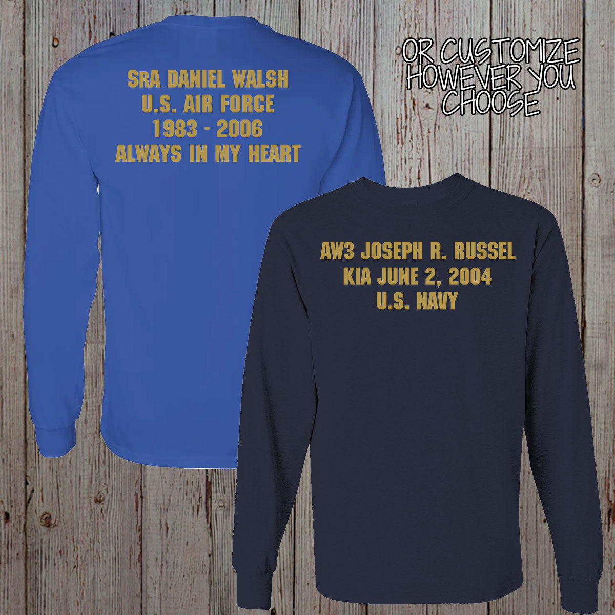 long sleeve Gold Star shirts