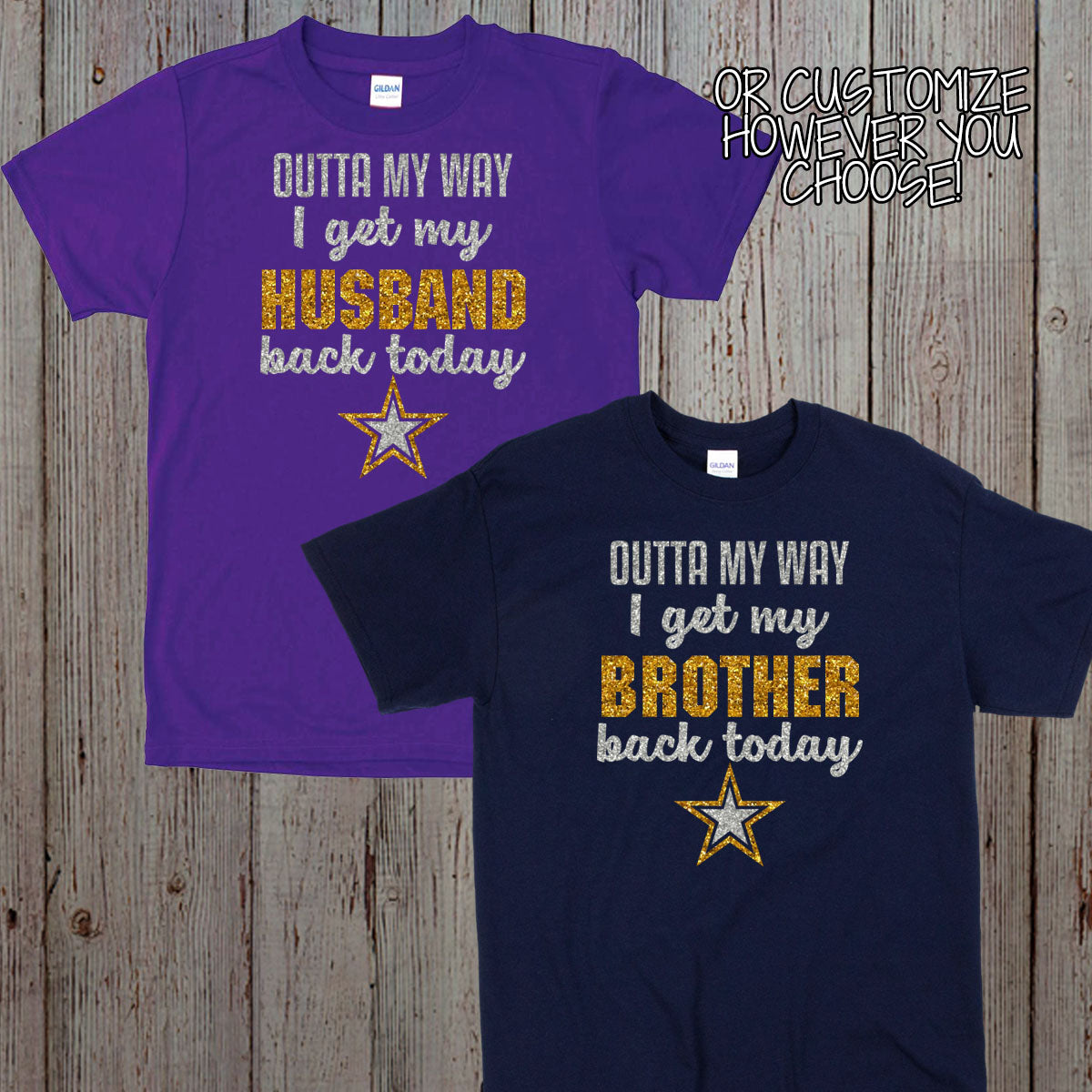 glitter Outta My Way I Get My Soldier Back Today shirt