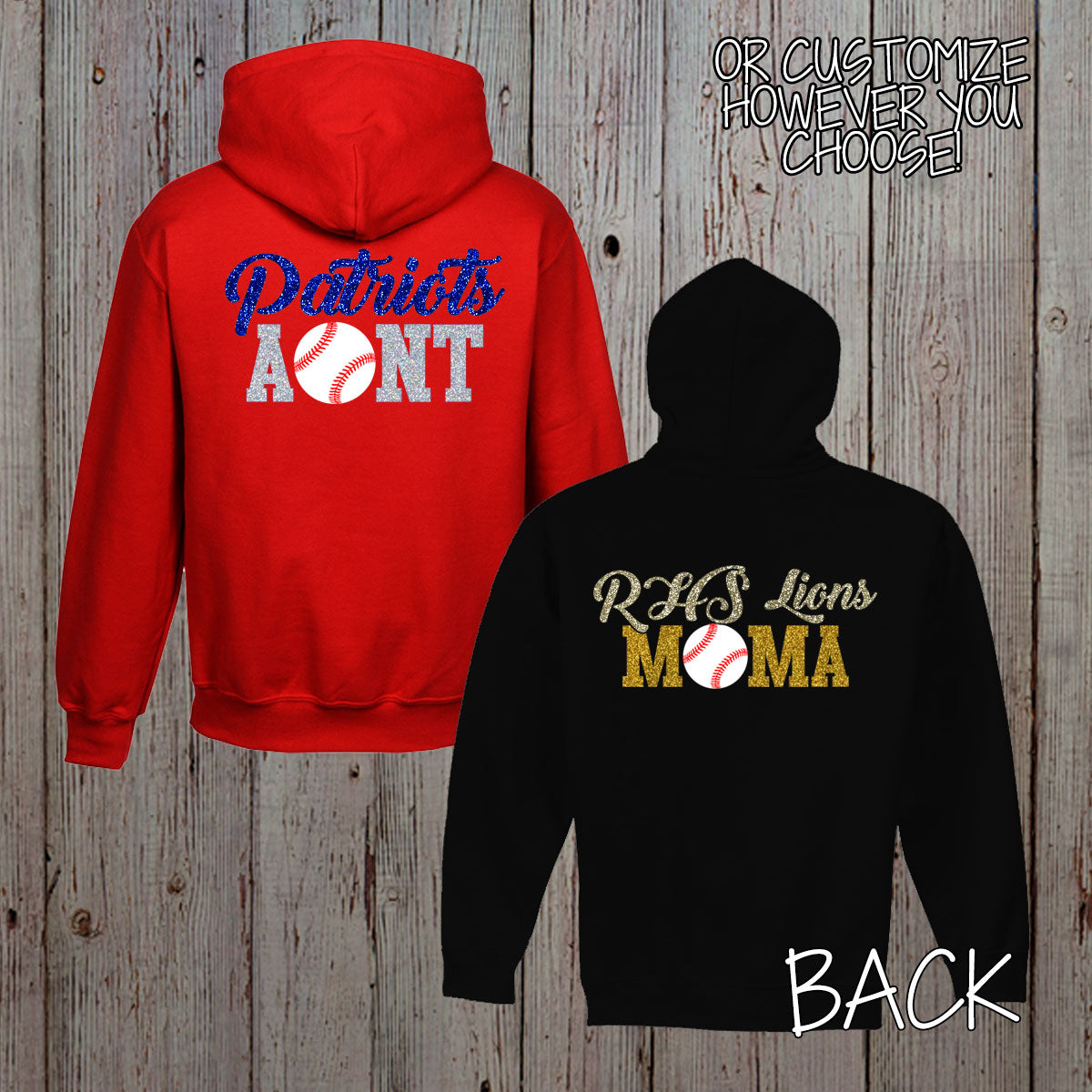 personalized baseball mom zip up hoodie