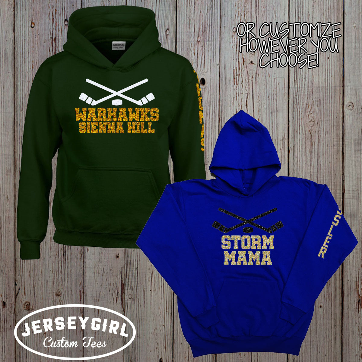 personalized glitter hockey sweatshirt