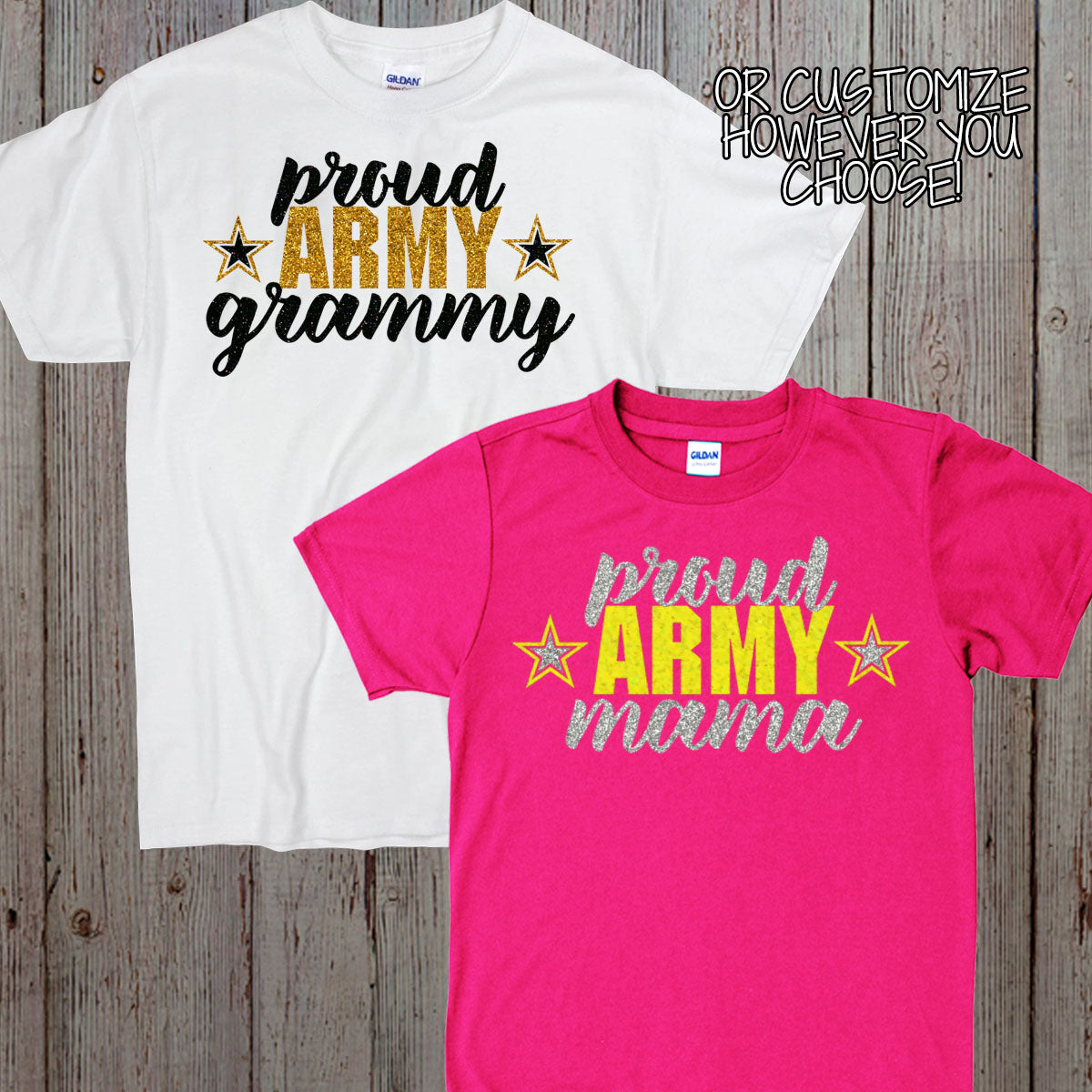 glitter Proud Army Sister shirt