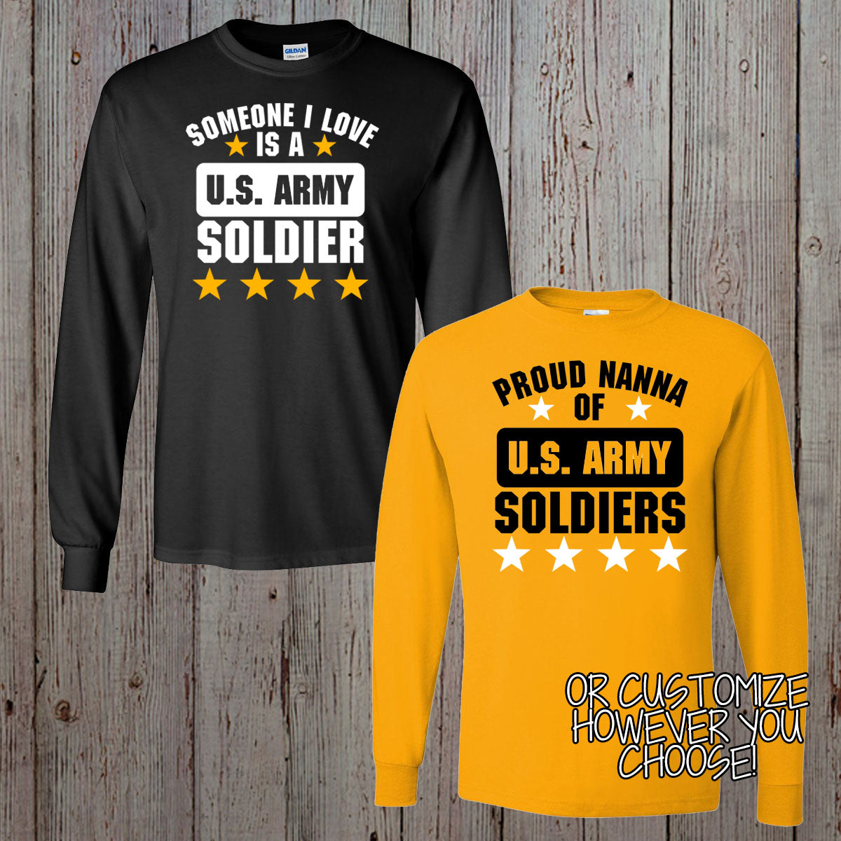 proud mom of a US Army soldier long-sleeve shirt