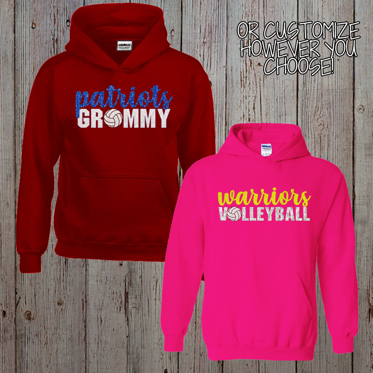 personalized glitter volleyball mom hoodie
