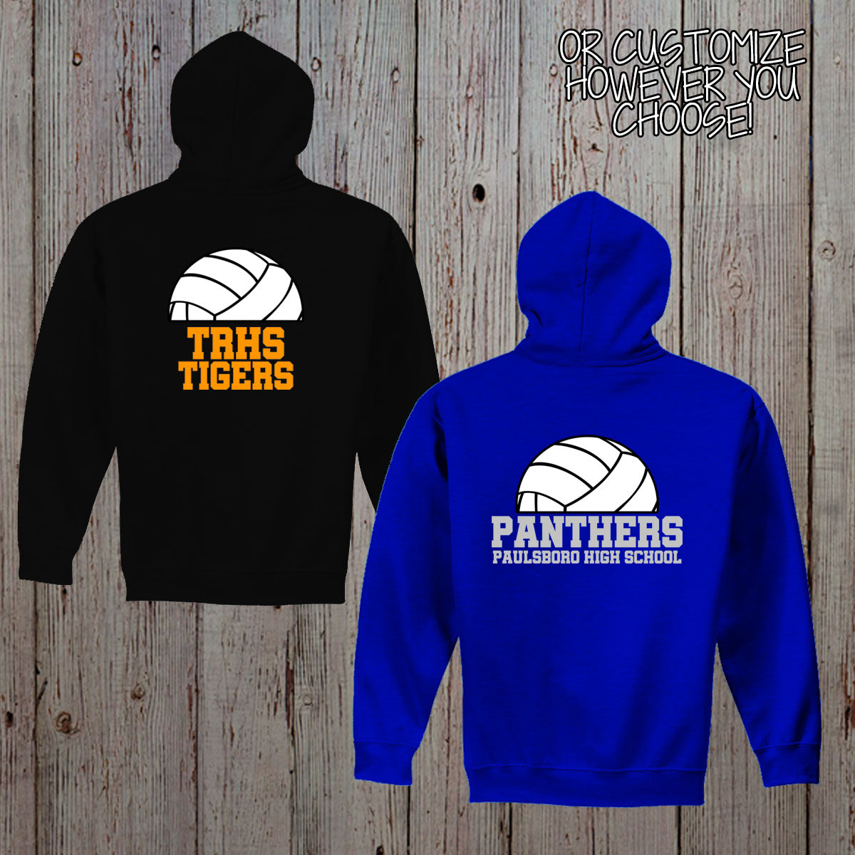 custom volleyball zip-up hoodie