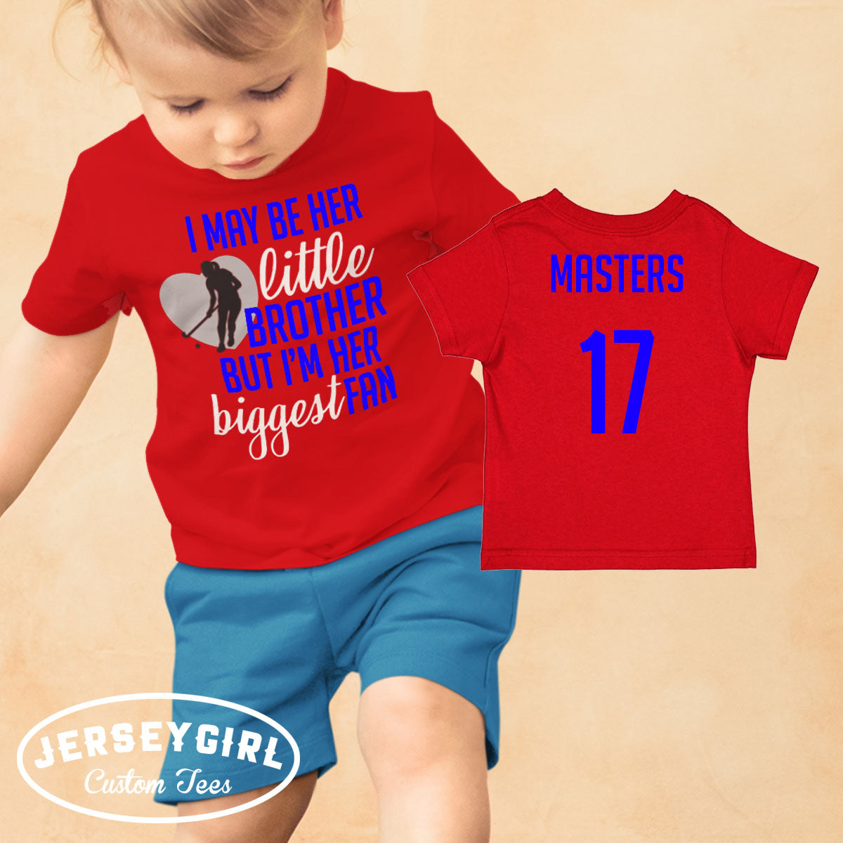 I May Be Her Little Brother But I'm Her Biggest Fan field hockey bodysuit / shirt