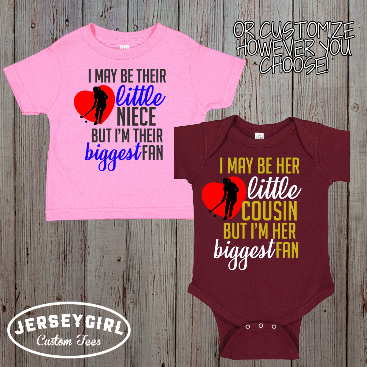 I May Be Her Little Brother But I'm Her Biggest Fan field hockey bodysuit / shirt