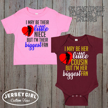 I May Be Her Little Brother But I'm Her Biggest Fan field hockey bodysuit / shirt