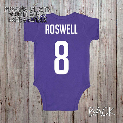 I May Be His Little Sister But I'm His Biggest Fan soccer baby bodysuit / toddler shirt