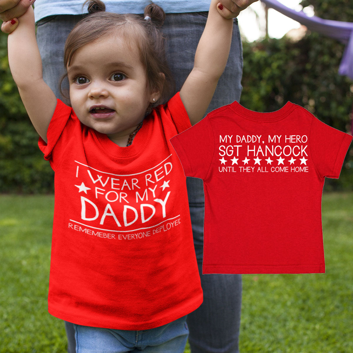 Custom I Wear Red for My Daddy RED Friday Baby Bodysuit / Toddler Shirt