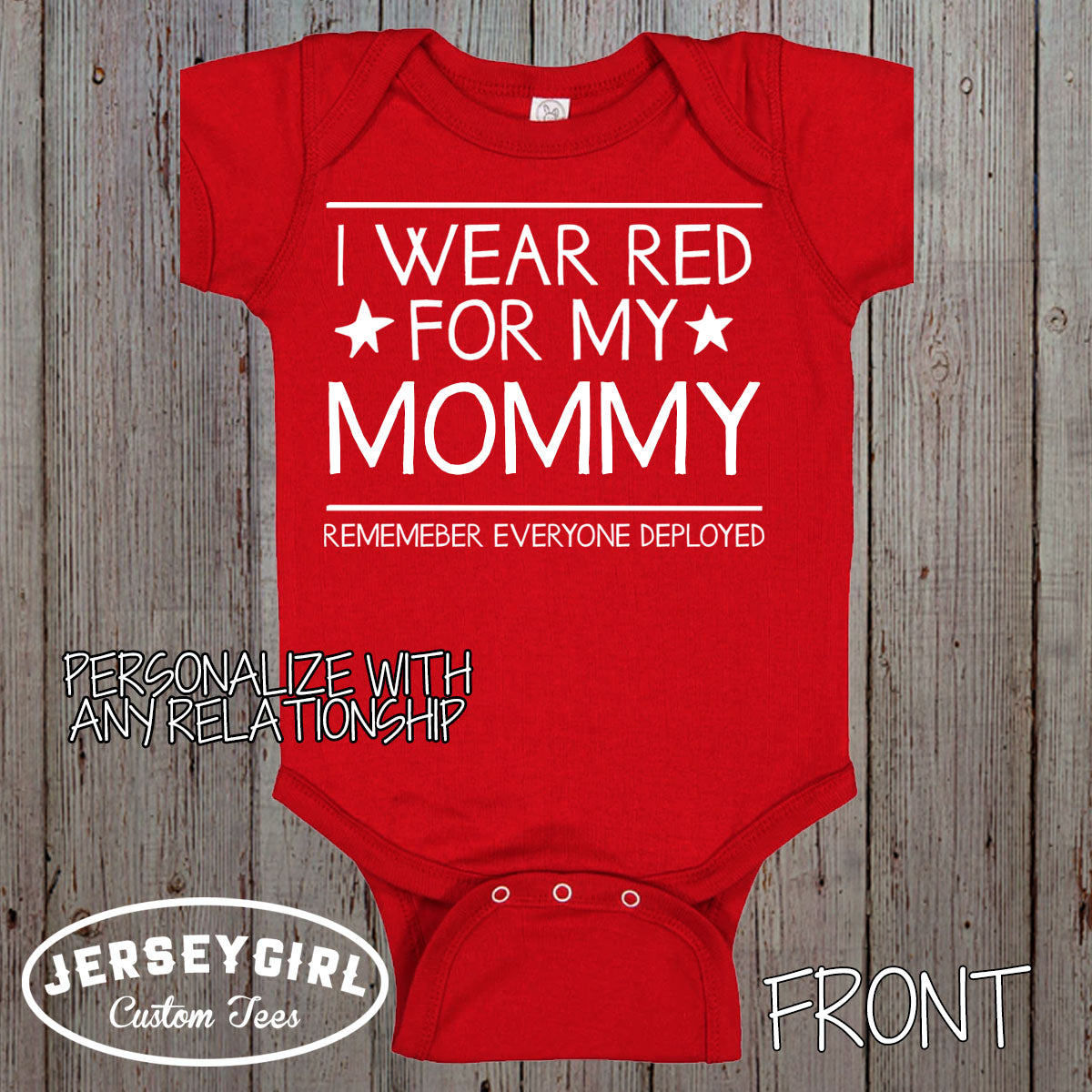 Custom I Wear Red for My Daddy RED Friday Baby Bodysuit / Toddler Shirt