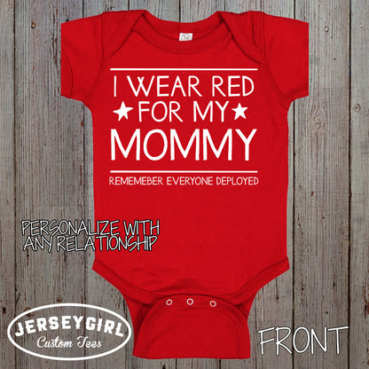 Custom I Wear Red for My Daddy RED Friday Baby Bodysuit / Toddler Shirt