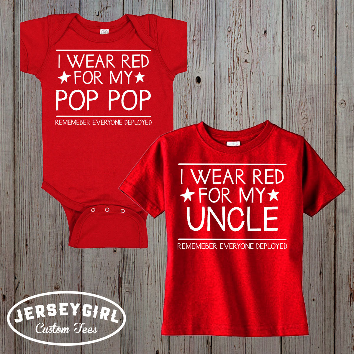 Custom I Wear Red for My Daddy RED Friday Baby Bodysuit / Toddler Shirt