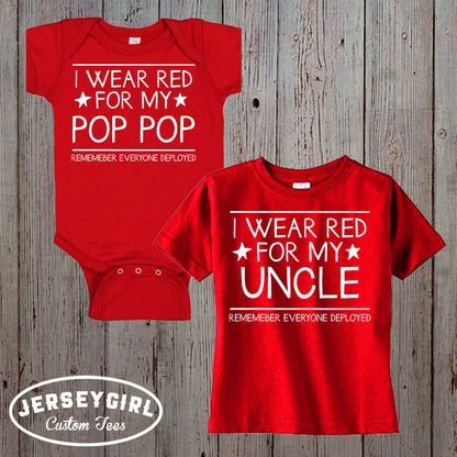 Custom I Wear Red for My Daddy RED Friday Baby Bodysuit / Toddler Shirt