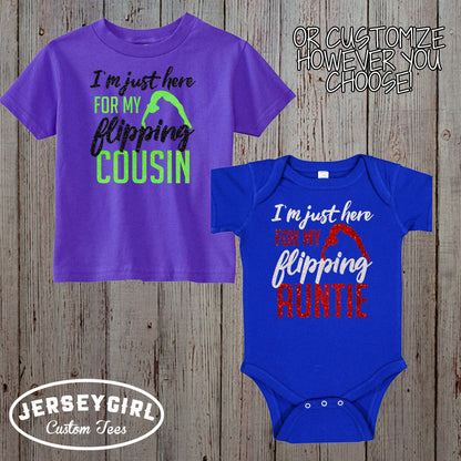i'm just here for my flipping sister glitter gymnastics shirt