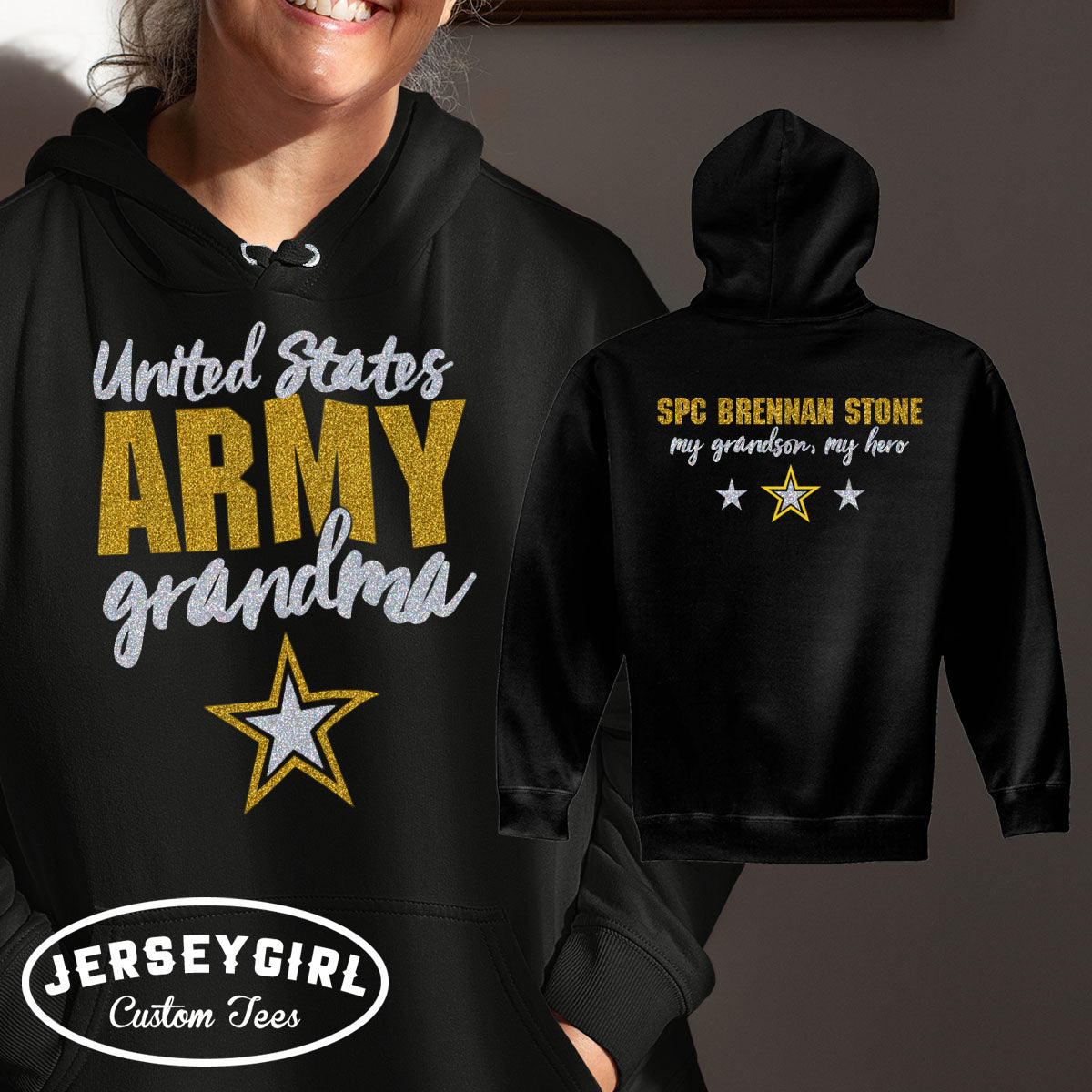 custom US Army grandma hoodie