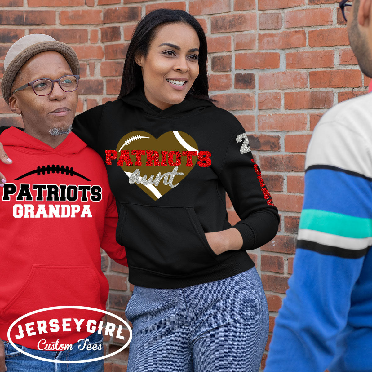 glitter football aunt hoodie