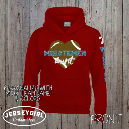 glitter football aunt hoodie