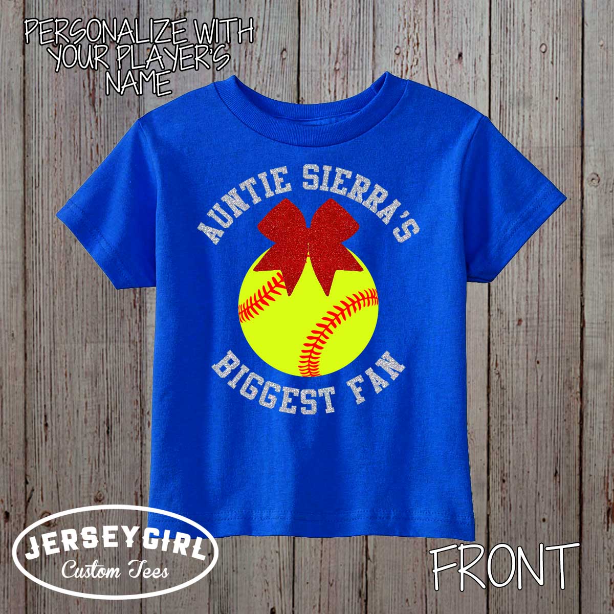 Auntie's Biggest Fan Softball Baby Bodysuit or Toddler Shirt