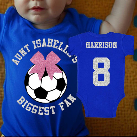 Aunt's Biggest Fan soccer baby bodysuit / toddler shirt