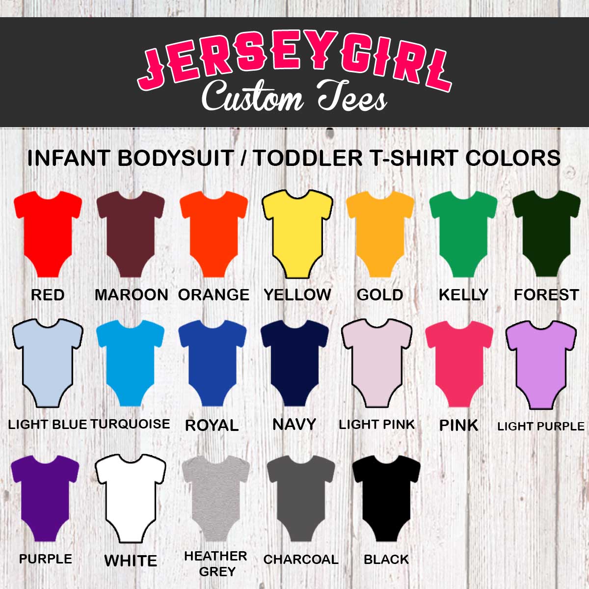 bodysuit and toddler shirt colors