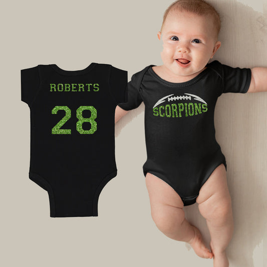 custom glitter football sister bodysuit / toddler shirt