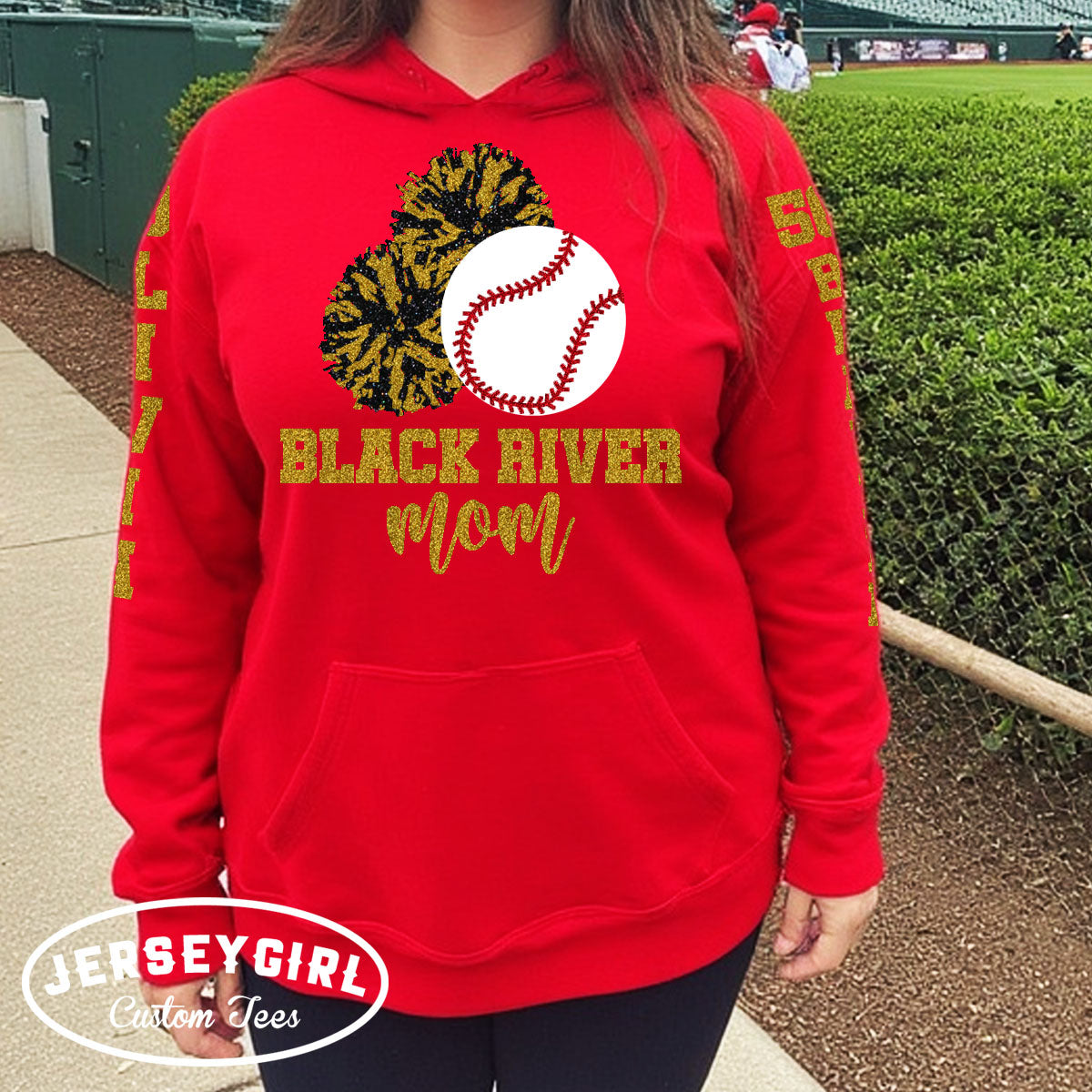 baseball and cheer mom hoodie