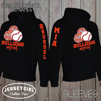 baseball and cheer mom hoodie