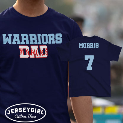 custom baseball dad shirt with name and number